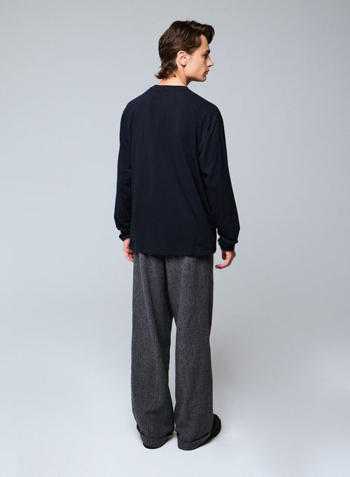 T-shirt Noir Col Rond Manches Longues en Coton organique / Elasthanne - MAJESTIC FILATURES