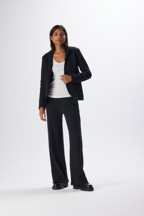 Schwarze Langarmjacke aus Wolle©und Baumwolle - MAJESTIC FILATURES