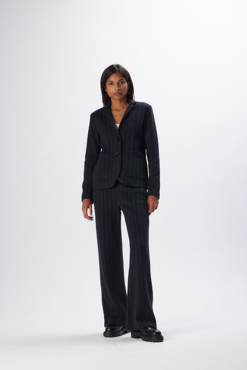 Schwarze Langarmjacke aus Wolle©und Baumwolle - MAJESTIC FILATURES