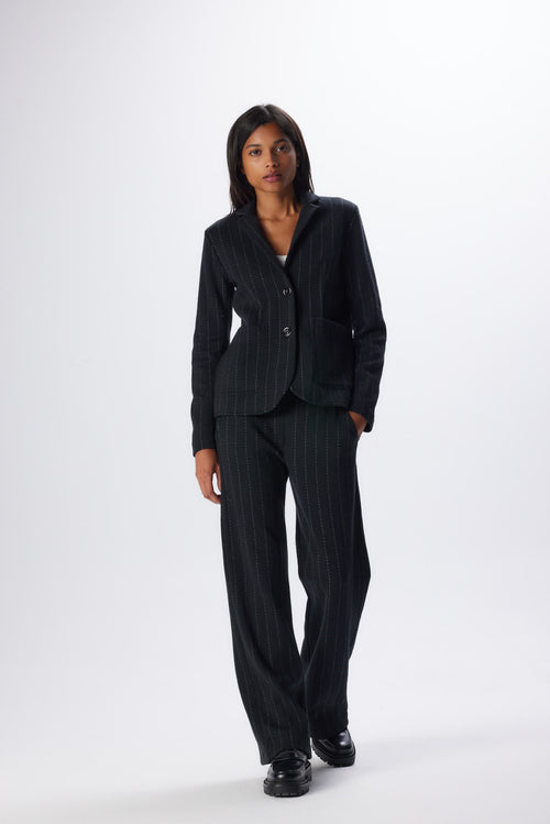 Schwarze Langarmjacke aus Wolle©und Baumwolle - MAJESTIC FILATURES