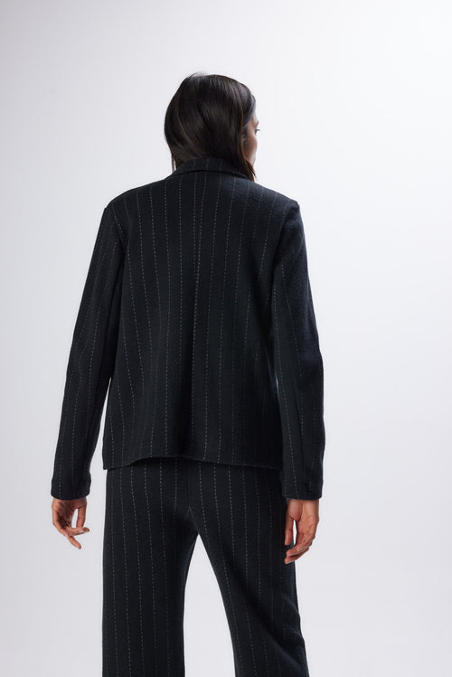 Schwarze Langarmjacke aus Wolle©und Baumwolle - MAJESTIC FILATURES