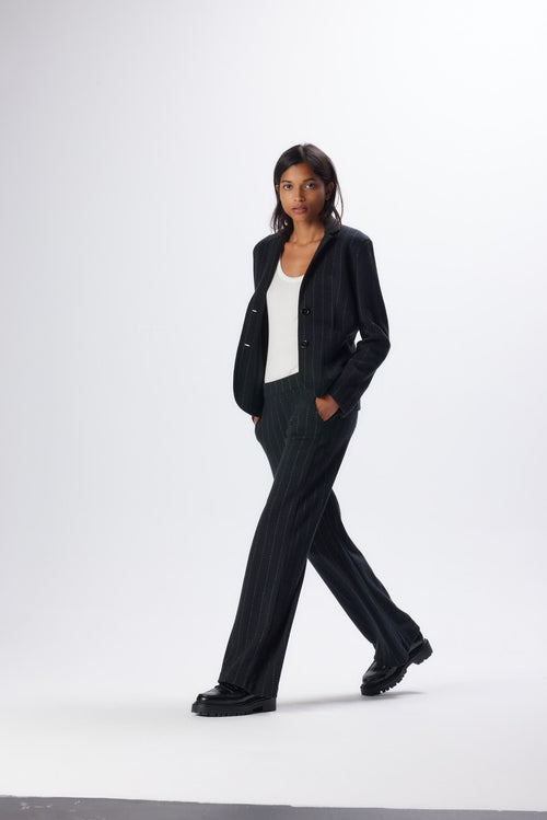 Schwarze Langarmjacke aus Wolle©und Baumwolle - MAJESTIC FILATURES