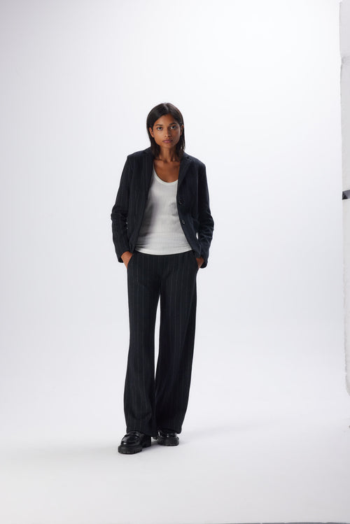 Schwarze Langarmjacke aus Wolle©und Baumwolle - MAJESTIC FILATURES