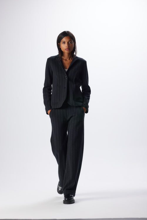 Schwarze Langarmjacke aus Wolle©und Baumwolle - MAJESTIC FILATURES