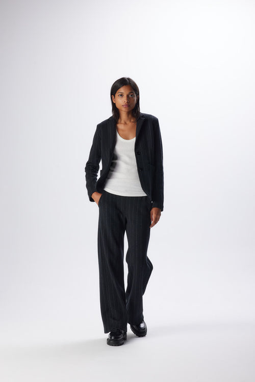 Schwarze Langarmjacke aus Wolle©und Baumwolle - MAJESTIC FILATURES