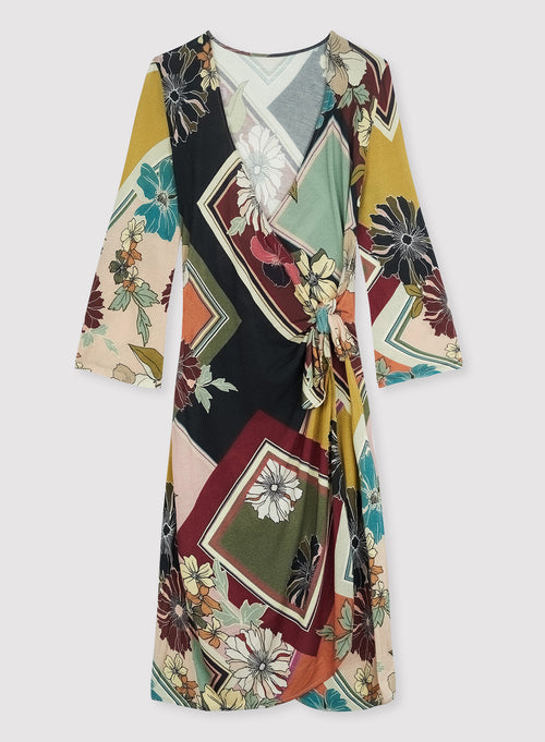 Blush Dress 3/4 Sleeves Wrap Collar - MAJESTIC FILATURES