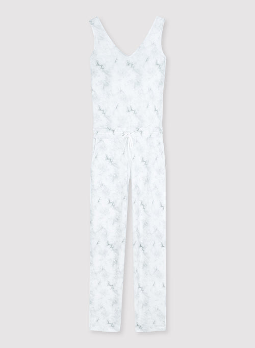 Combinaison Kaki Manches Sans Col V en Lin - MAJESTIC FILATURES