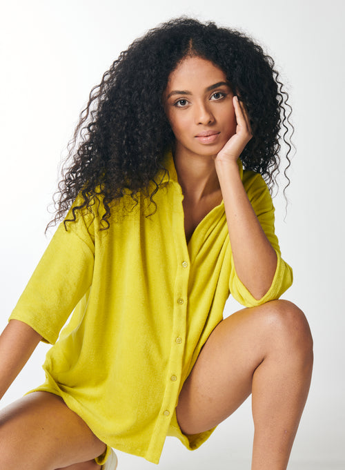 Camisa lima con mangas al codo en algodón / Modal - MAJESTIC FILATURES