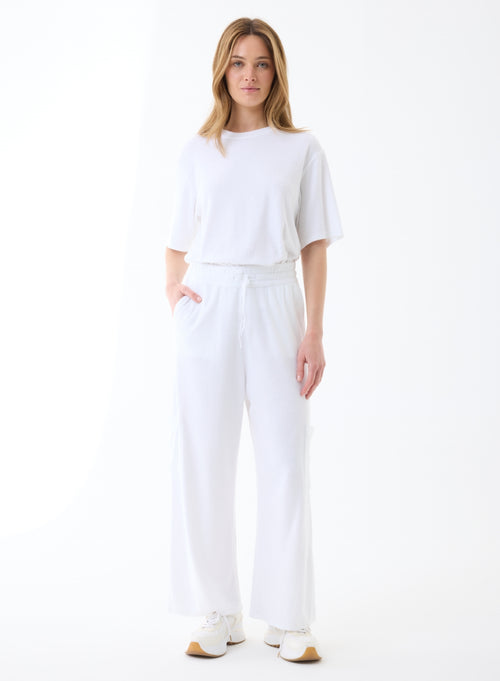 White Organic Cotton / Modal Pants - MAJESTIC FILATURES