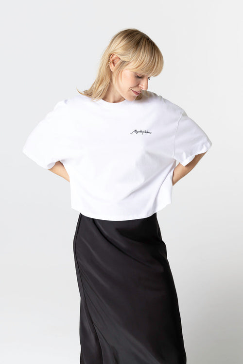 T-shirt Blanc Col Rond Manches Courtes en Coton Organique / Coton Recyclé - MAJESTIC FILATURES