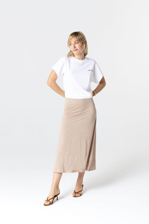 Camiseta blanca de cuello redondo y manga corta de algodón orgánico / algodón reciclado - MAJESTIC FILATURES