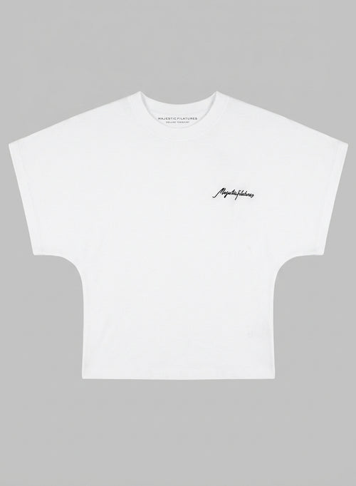 T-Shirt mit Rundhalsausschnitt und kurzen Ärmeln aus Bio-Baumwolle / recycelter Baumwolle in Weiß - MAJESTIC FILATURES