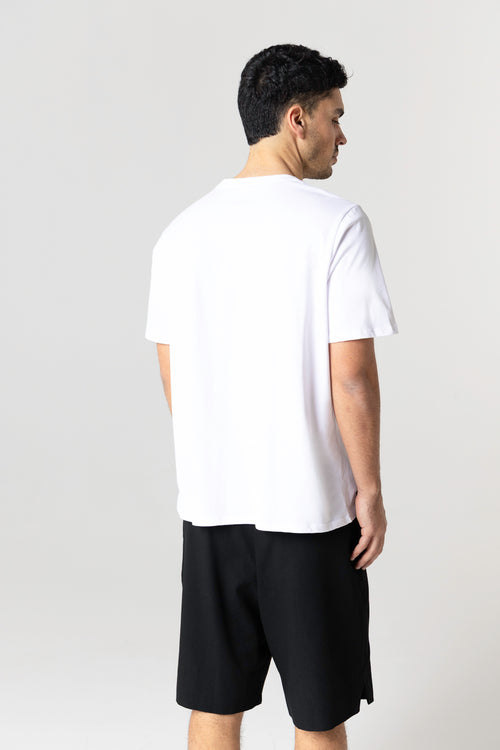 Camiseta blanca de cuello redondo y manga corta de algodón orgánico / algodón reciclado - MAJESTIC FILATURES