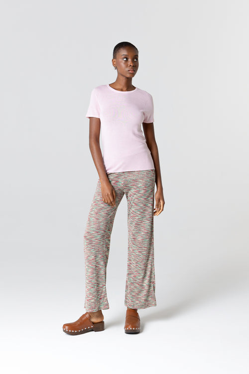 T-shirt Rose Col Rond Manches Courtes en Cachemire - MAJESTIC FILATURES