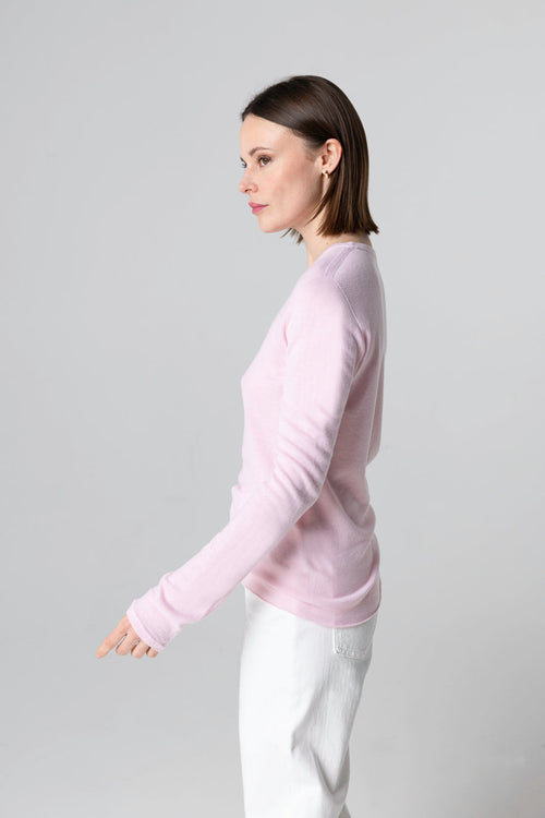 Camiseta Blossom cuello redondo y mangas largas de cachemira - MAJESTIC FILATURES