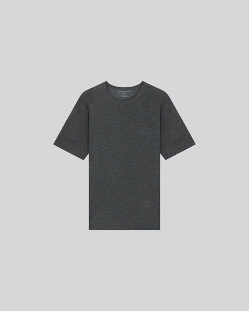 Grey Round Neck Short Sleeve Cashmere T-Shirt - MAJESTIC FILATURES