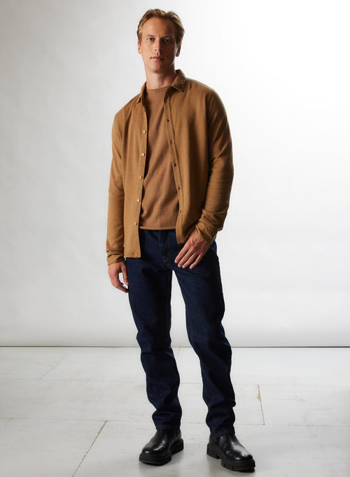 T-Shirt mit Rundhalsausschnitt und langen Ärmeln aus Kaschmir - MAJESTIC FILATURES