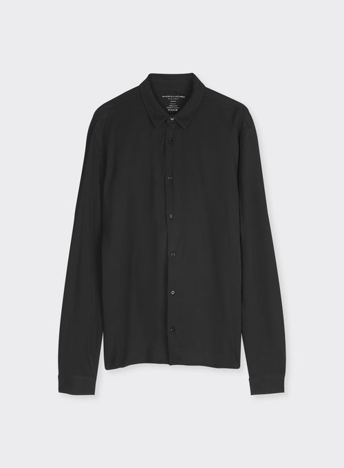 Camisa negra de algodón de manga larga - MAJESTIC FILATURES