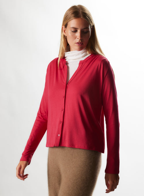 Beige Cashmere Long Sleeve Round Neck T-Shirt WOMEN|Majestic Filatures - MAJESTIC FILATURES