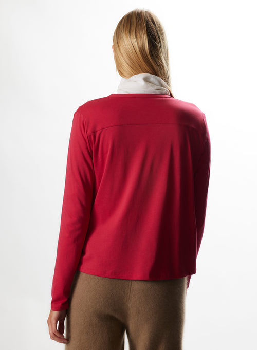 Beige Cashmere Long Sleeve Round Neck T-Shirt WOMEN|Majestic Filatures - MAJESTIC FILATURES