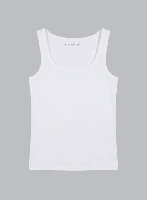 Débardeur Blanc Col U Sans Manches en Lyocel, Tencel / Coton Organique - MAJESTIC FILATURES