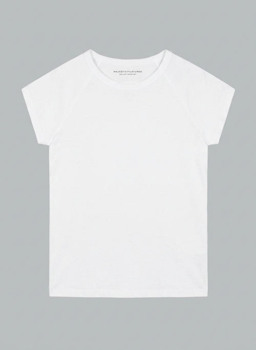 T-shirt Blanc Col Rond Manches Courtes en Lyocel / Tencel / Coton Organique - MAJESTIC FILATURES