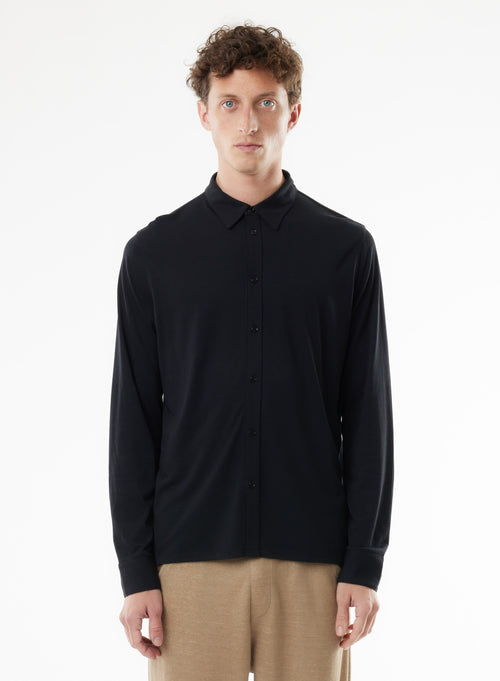 Chemise Noire Manches Longues en Lyocell / Tencel / Coton - MAJESTIC FILATURES