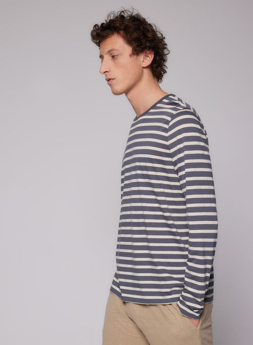 "Camiseta cuello redondo de manga larga de Lyocel/Tencel/ Algodón" - MAJESTIC FILATURES