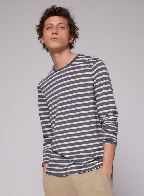 "Camiseta cuello redondo de manga larga de Lyocel/Tencel/ Algodón" - MAJESTIC FILATURES