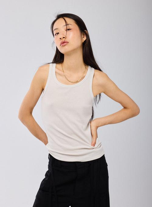 Débardeur Gris Col Rond Sans Manches en Lyocel / Tencel / Coton - MAJESTIC FILATURES