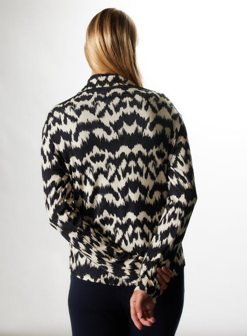 Long Sleeve Navy Shirt in Viscose / Elastane - MAJESTIC FILATURES