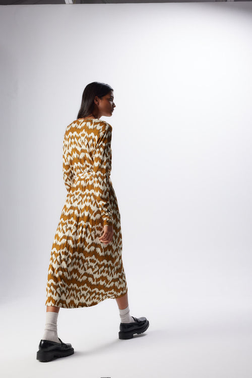 Robe Camel Col Cache coeur Manches Longues en Viscose / Elasthanne - MAJESTIC FILATURES