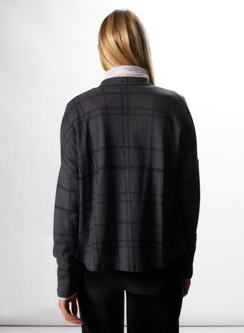 Chemise Anthracite chiné Manches Longues en Coton / Cachemire - MAJESTIC FILATURES