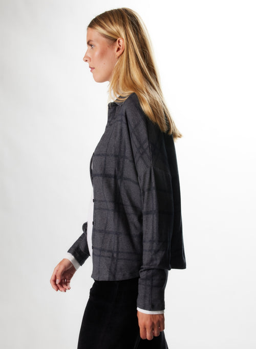 Chemise Anthracite chiné Manches Longues en Coton / Cachemire - MAJESTIC FILATURES