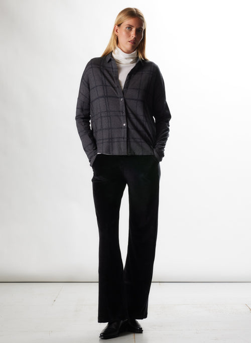 Chemise Anthracite chiné Manches Longues en Coton / Cachemire - MAJESTIC FILATURES