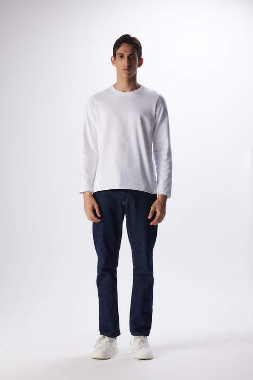 Camiseta blanca de manga larga y cuello redondo - MAJESTIC FILATURES