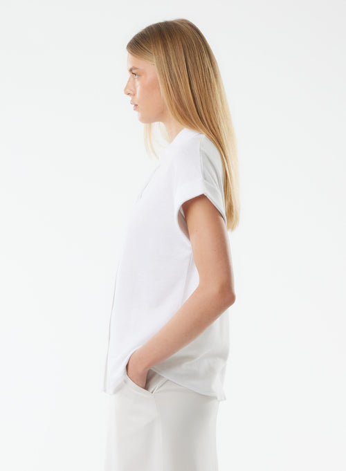 Camisa blanca de manga corta de lino / algodón orgánico - MAJESTIC FILATURES