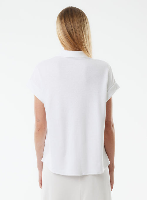 Camisa blanca de manga corta de lino / algodón orgánico - MAJESTIC FILATURES