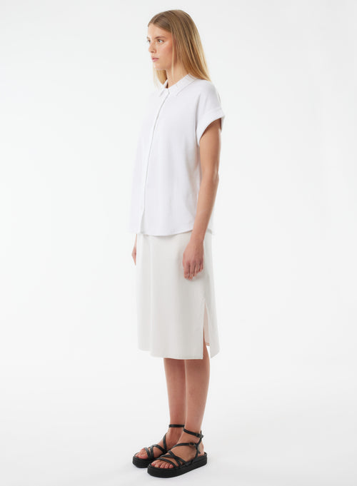 Camisa blanca de manga corta de lino / algodón orgánico - MAJESTIC FILATURES