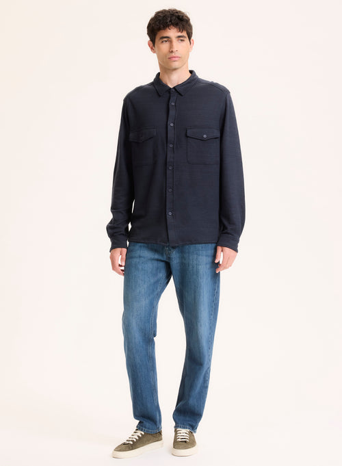 Chemise Marine Col Chemise Manches Longues en Lin / Coton organique - MAJESTIC FILATURES