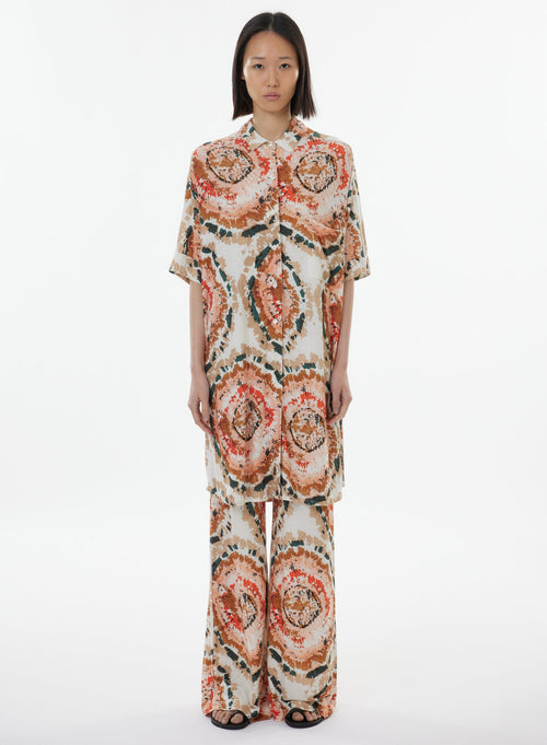 Chemisier Verte Manches Courtes en Viscose / Lin / Elasthanne - MAJESTIC FILATURES