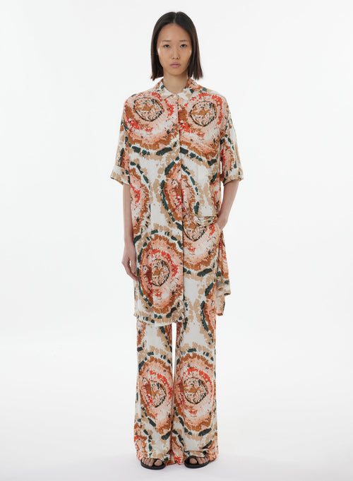 Chemisier Verte Manches Courtes en Viscose / Lin / Elasthanne - MAJESTIC FILATURES