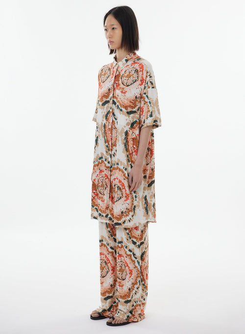 Chemisier Verte Manches Courtes en Viscose / Lin / Elasthanne - MAJESTIC FILATURES