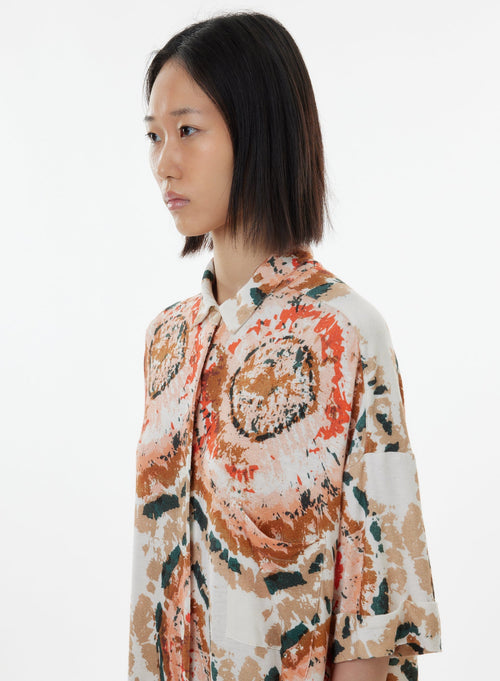 Chemisier Verte Manches Courtes en Viscose / Lin / Elasthanne - MAJESTIC FILATURES