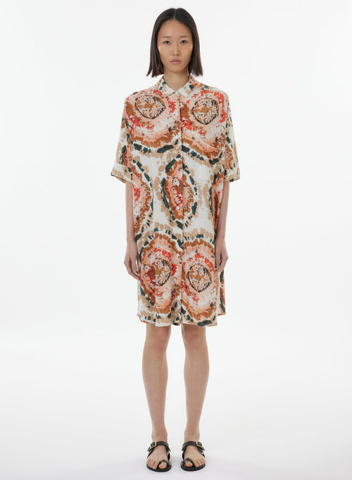 Chemisier Verte Manches Courtes en Viscose / Lin / Elasthanne - MAJESTIC FILATURES