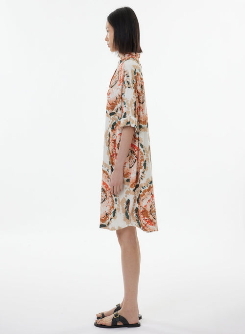 Blusa verde de manga corta en viscosa / lino / elastano - MAJESTIC FILATURES