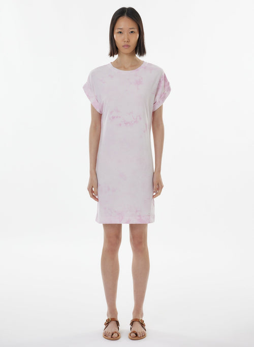 Pink Dress Short Sleeve Round Neck - MAJESTIC FILATURES