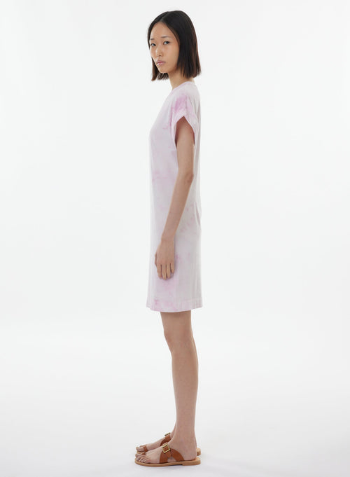 Pink Dress Short Sleeve Round Neck - MAJESTIC FILATURES