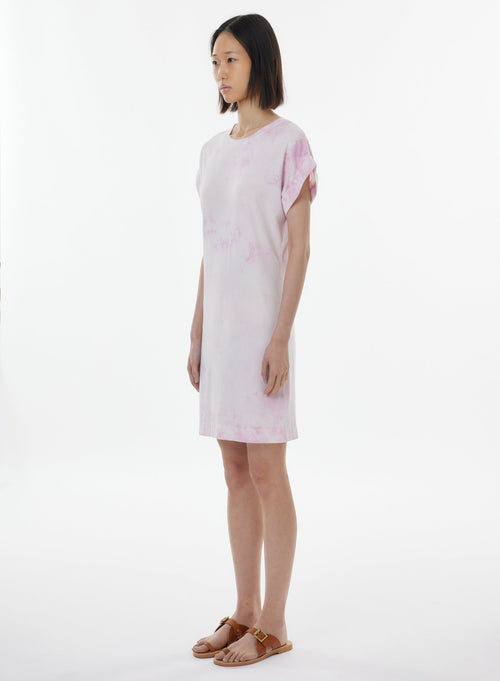 Pink Dress Short Sleeve Round Neck - MAJESTIC FILATURES