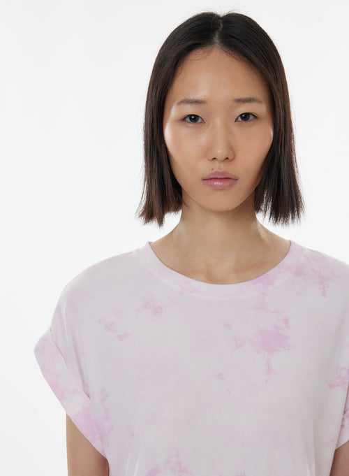 Pink Dress Short Sleeve Round Neck - MAJESTIC FILATURES